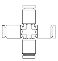 Newloc® Brass Push-To-Connect 4-Way Union Connector Fittings
