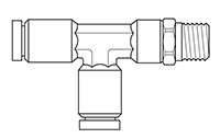 Newloc® Brass Push-To-Connect Swivel Male Run Tee Fittings